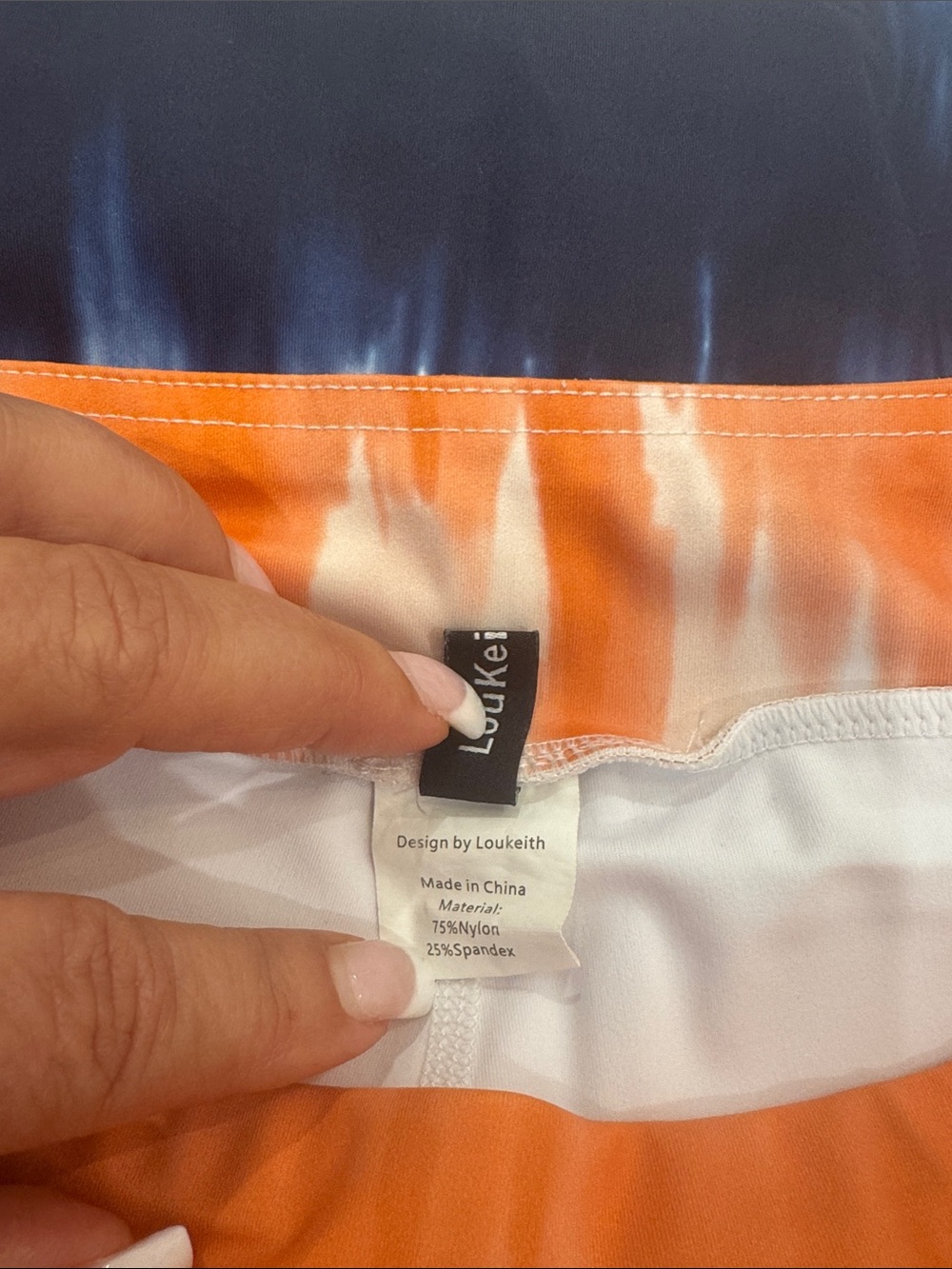 Tie-Dye Orange and Navy A-Line Skirt - Picture 12 of 17
